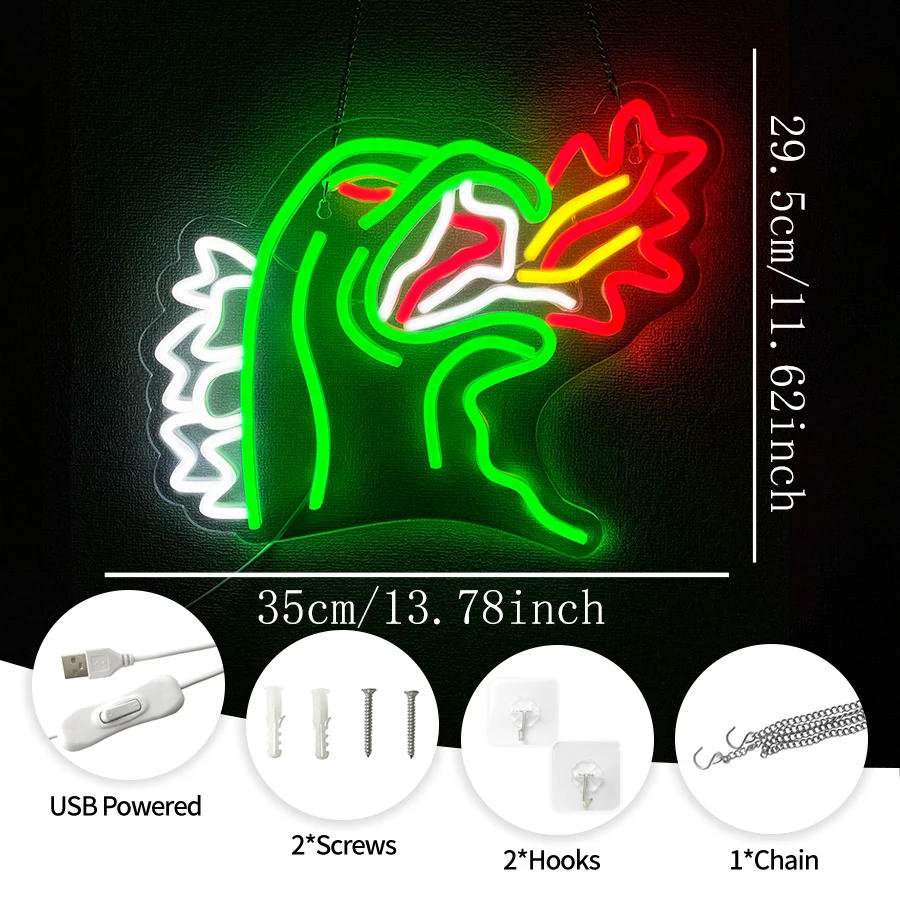 몬스터 네온사인 공룡 LED 네온 조명 게임룸 남자아이 방 벽 장식 USB 전원 생일 파티 크리스마스 선물