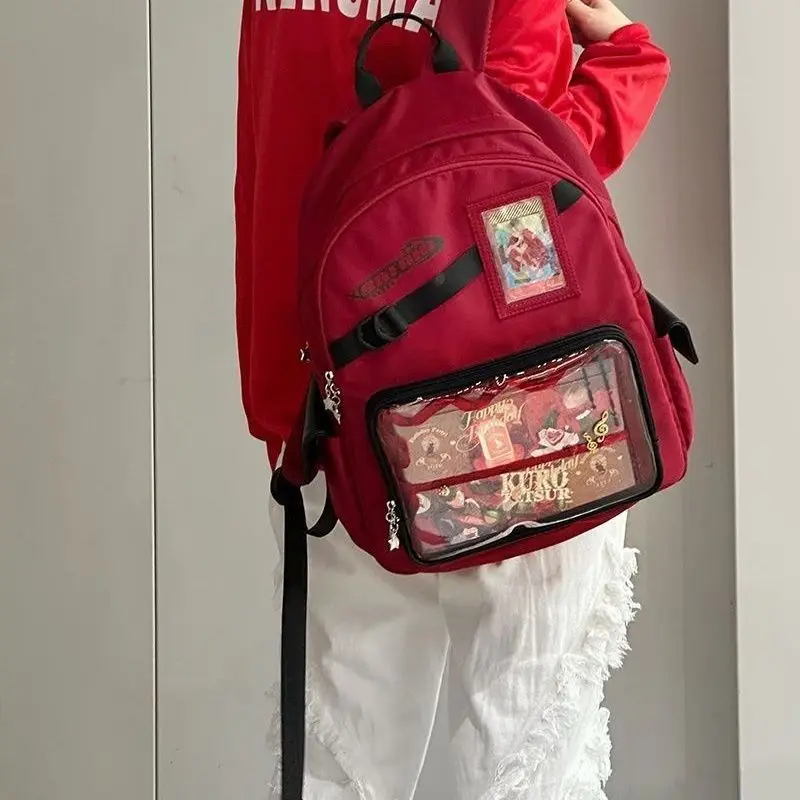 Zaino alla Moda per Ragazze con Scomparto Trasparente, Borsa Ita per Studentesse delle Scuole Superiori, Zaino a Spalla di Grande Capacità - immagine 3