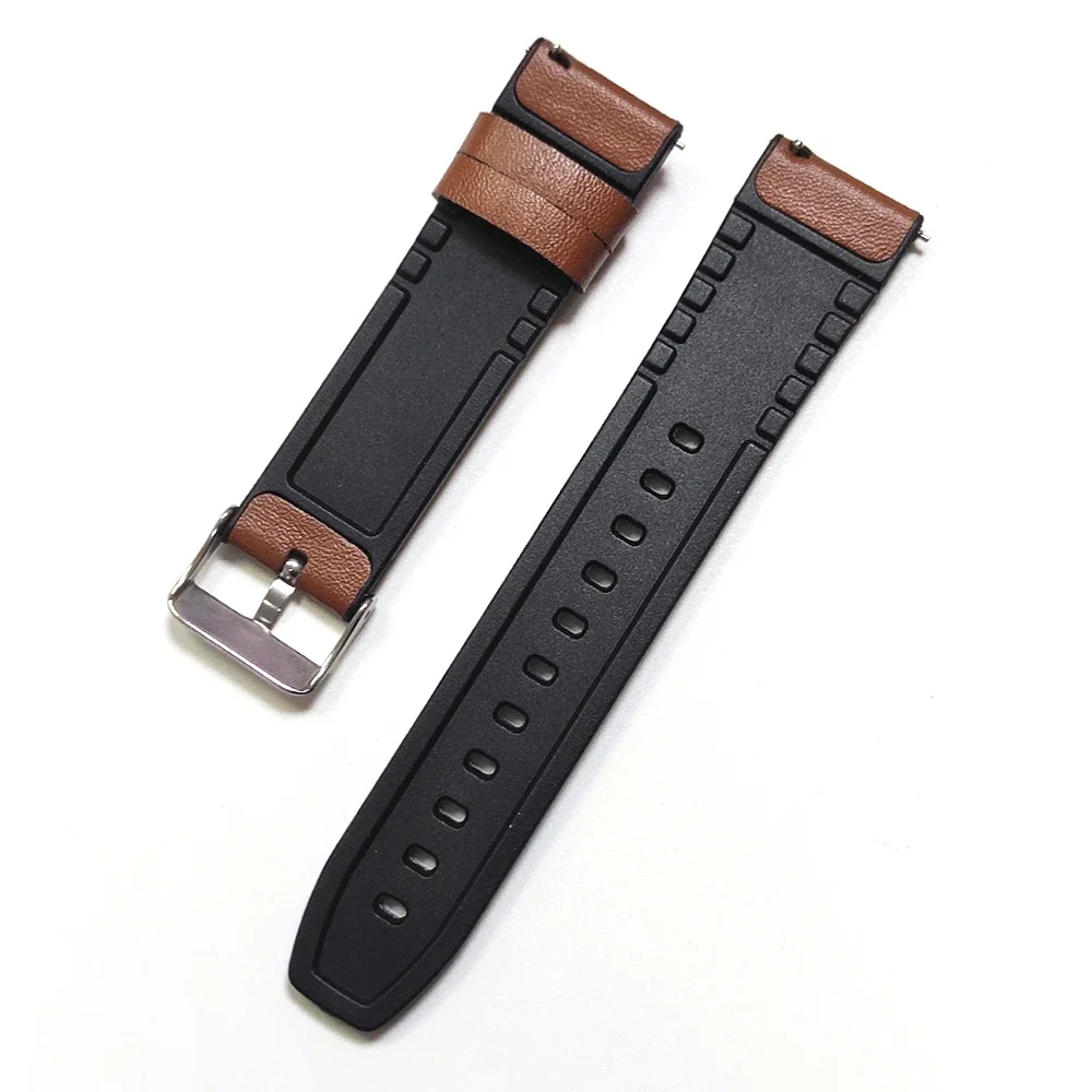 Luxurious Soft Leather and Silicone Watch Strap - 22mm Premium Watchband Bracelet