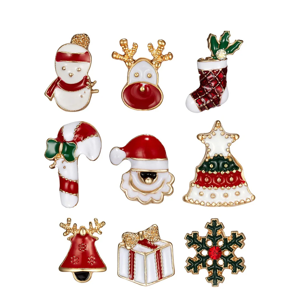 

9PCS Christmas Brooch Pin Holiday Cartoon Breastpin Pin Xmas Jewelry Brooch Gift Xmas Party Favor