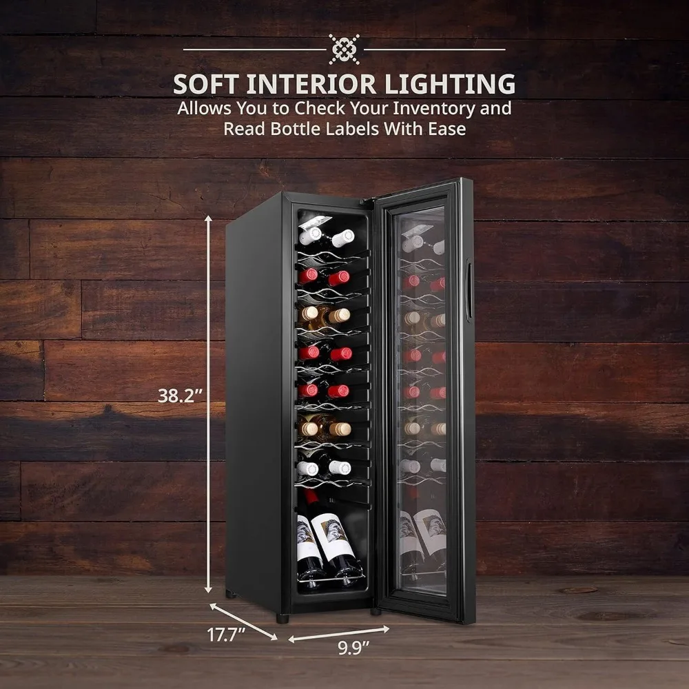 New 16 Bottle Compressor Wine Cooler Refrigerator W/Lock ，41f-64f Digital Temperature Control Fridge Glass Door