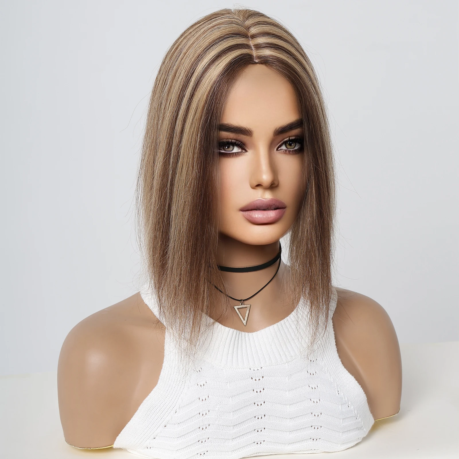 Brown Blonde Remy Human Hair Toppers Silk Base Hairpieces Clips in 12 inches Human Hair Extensions for Women with Thinning human hair toppers