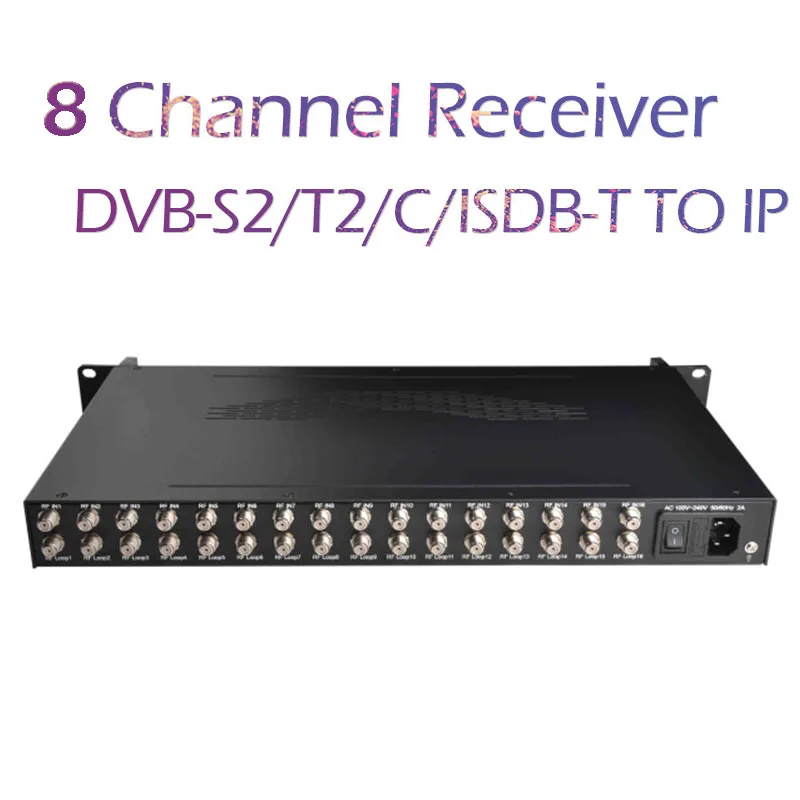 Digital TV Headend Receiver Tuner 8*DVBS/S2 DVBT/T2 DVBC ISDBT/Tb FTA 8 IP Gateway