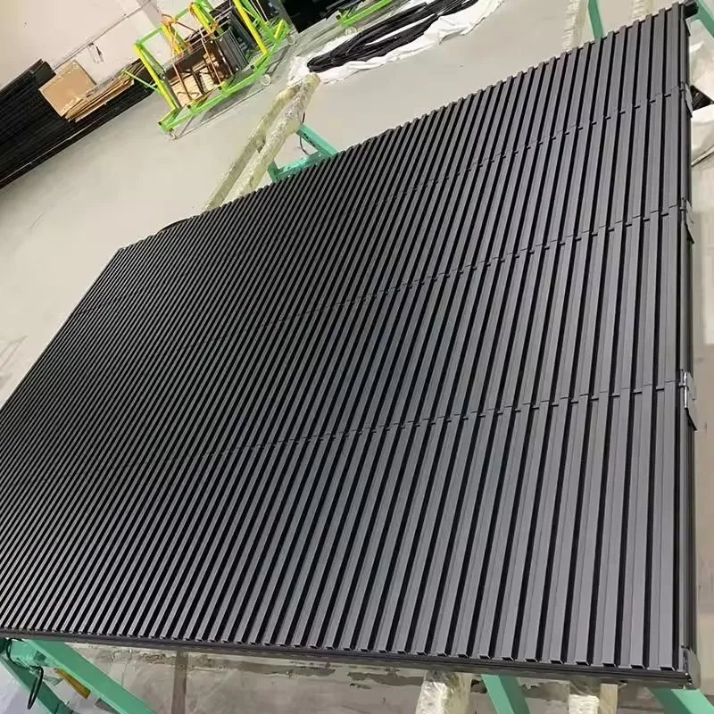 modern automatic elevated invisible aluminum vertical slat grill garage door
