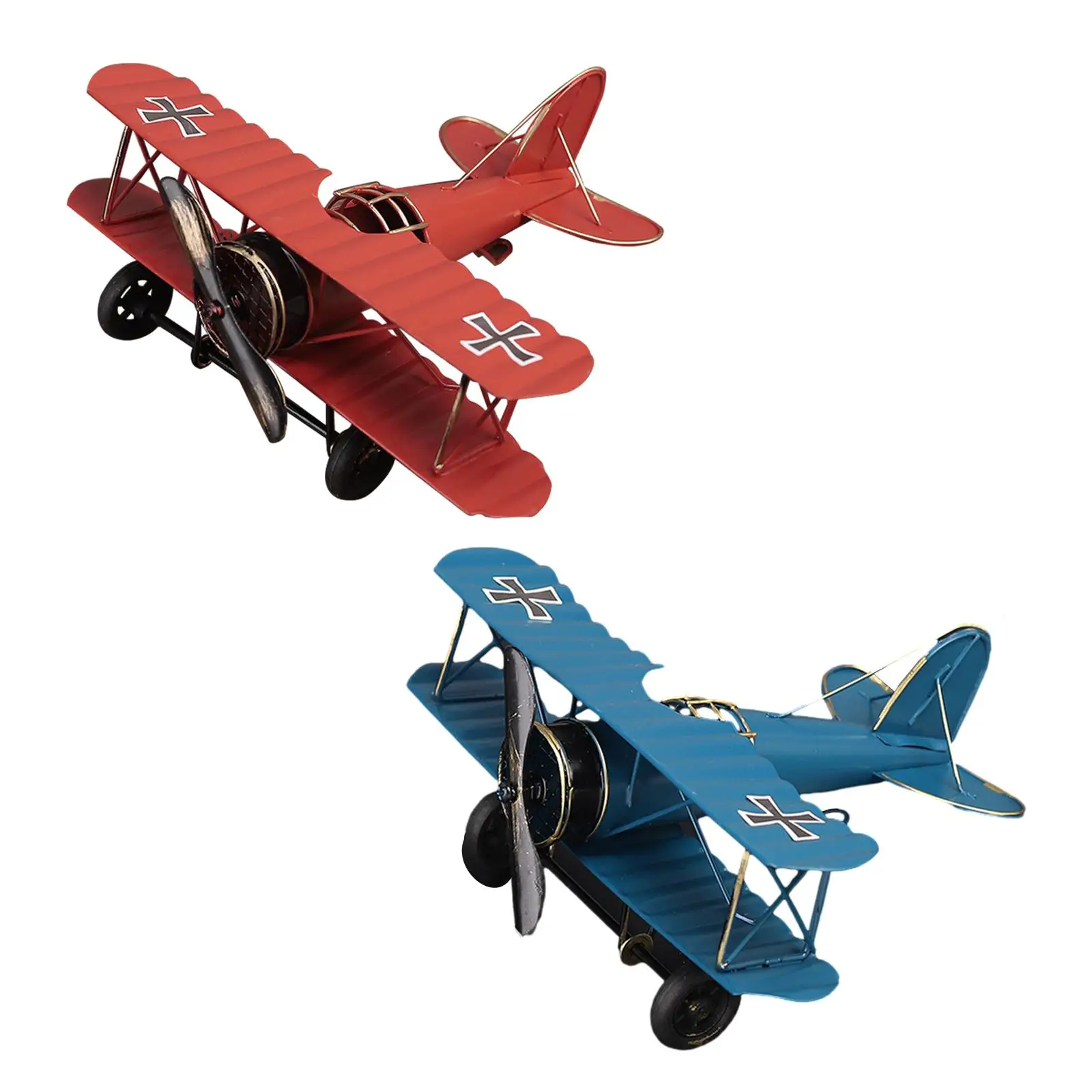 

Vintage Airplane Model Decorative Metal Retro Ornament Iron Aircraft Biplane Plane for Desktop Office Shelf Souvenir Decoration