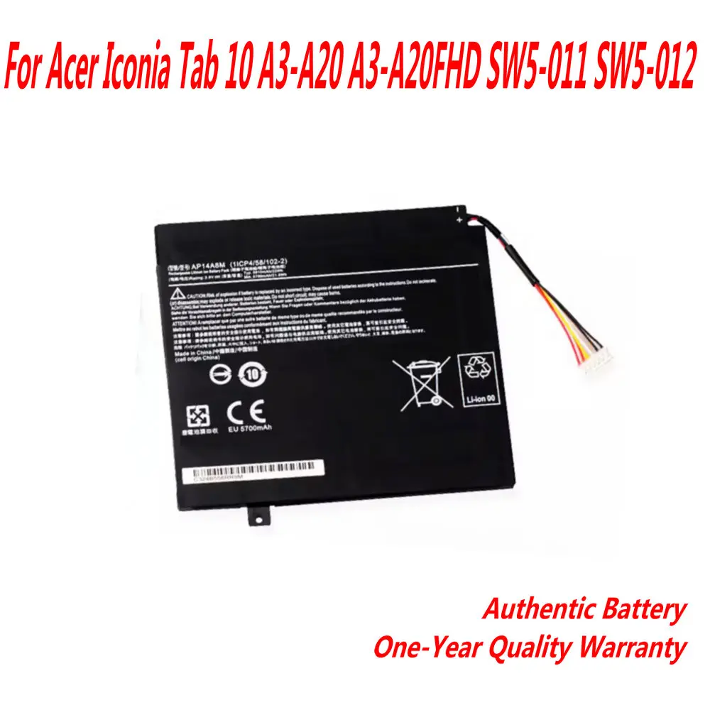 

NEW 3.8V 5910mAh AP14A8M AP14A4M Laptop Battery For Acer Iconia Tab 10 A3-A20 A3-A20FHD SW5-011 SW5-012