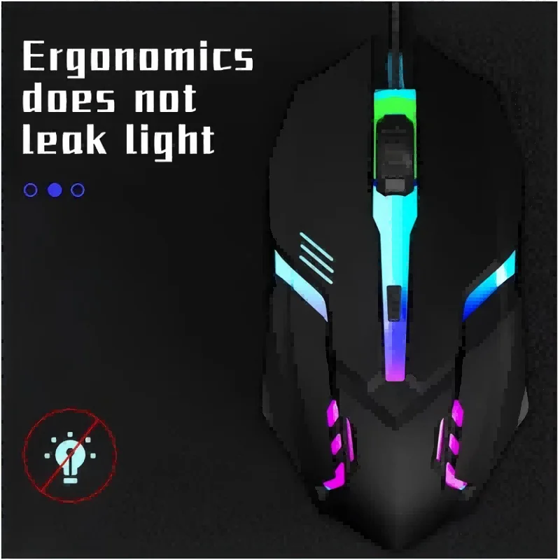 Latest high-quality ergonomic gaming mouse, suitable for desktop and laptop computers, 4-button USB RGB backlit mouse — view 3