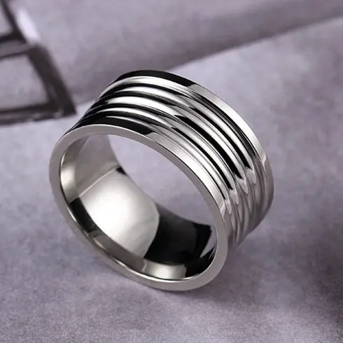 MOREDEAR 8MM Titanium Rings for Men and Women Birthday Gift triangular pattern discredit Ring 