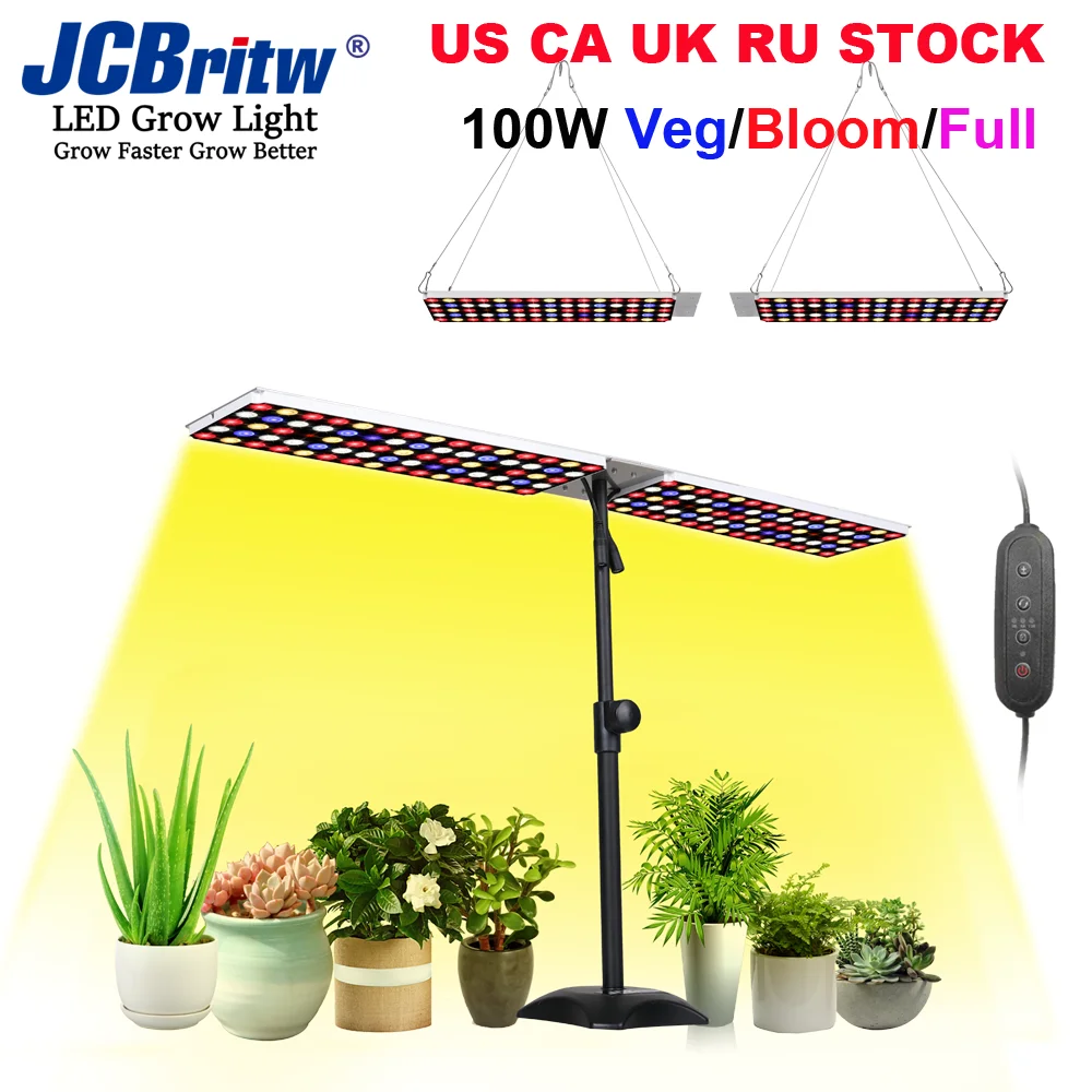 JCBritw LED Grow Light with Stand Full Spectrum White Red Blue Desk Table Growing Lamp Dimmable