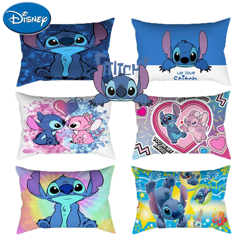 thumbnail image 1 of Bonita funda de almohada de Disney Stitch, cojín de peluche con dibujos animados de Lilo & Stitch, funda de almohada para sala de estar, dormitorio, decoración de 50 x 30 cm, 1 of 5