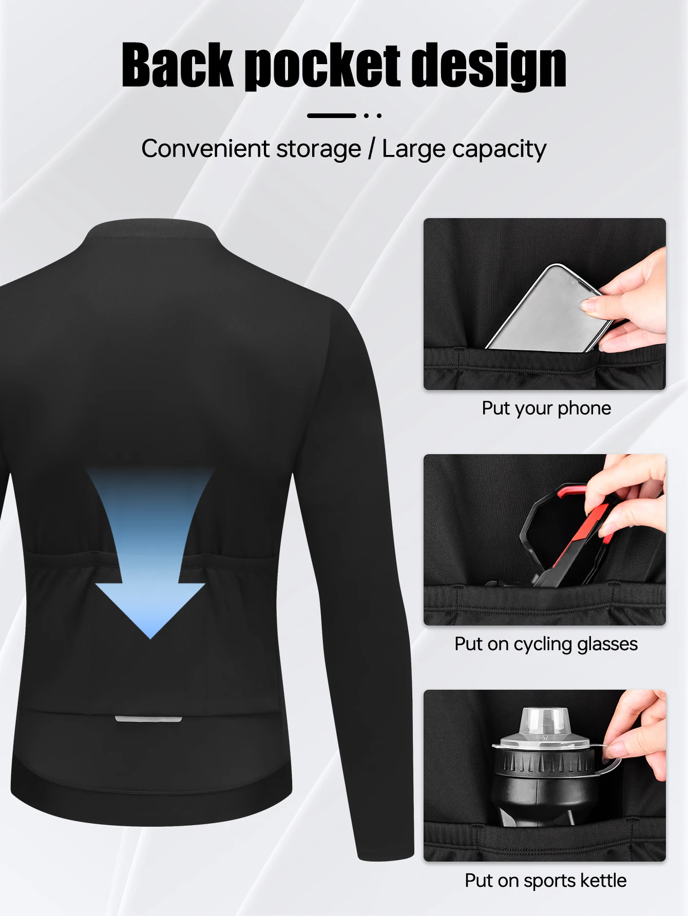 X-TIGER Winter-Thermo-Radtrikot, langärmelig, Fleece-Futter, atmungsaktiv, für Herren und Damen, warme Fahrradjacke, Rennrad-MTB-Kleidung – Detail 7