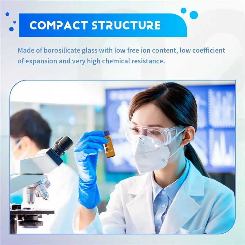 LC-2ML 자동 샘플러 바이알 100개 팩 - HPLC 바이알 9-425 바이알(파란색 스크류 캡 포함)