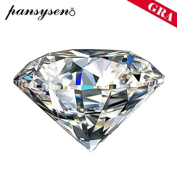 PANSYSEN 2pcs Sparkling D Color VVS1 0.5/1 CT Round Cut Real Moissanite Loose Gemstones with GRA Certificate Pass Diamond Test