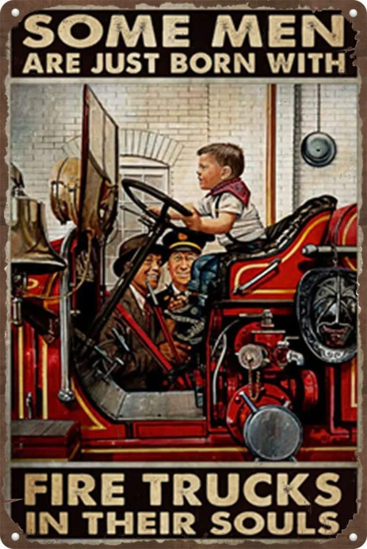 

Vintage Tin Sign, Wall Art Home Decoration Plaque,Fire Truck Enthusiasts Only Sign, Rustic Tin Plaque for Garage or Man Cave