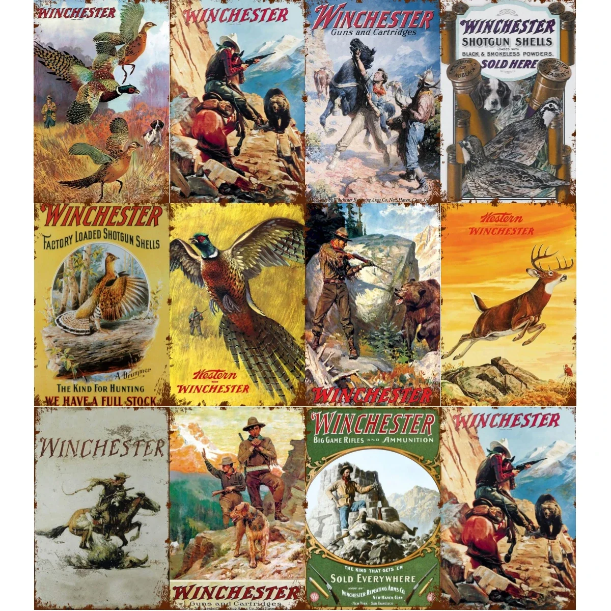Targa In Metallo Vintage Orso Da Caccia – Poster In Stagno 30,5x20,3 Cm – Decorazione Da Parete Per Bar E Garage