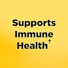 yellow background with black text reading, supports immune health