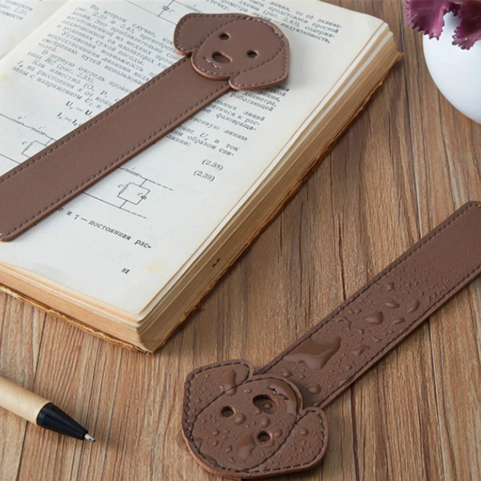 Cartoon Dog Bookmark Portable Leather Books Marker For Christmas Birthday Halloween