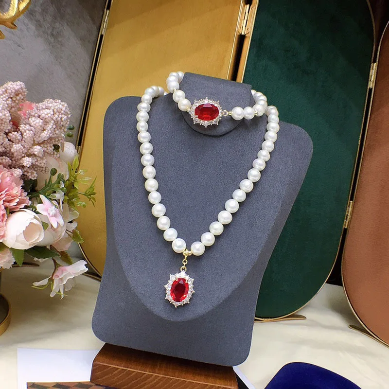 

Freshwater pearl necklace bracelet set white 5-6/8-9mm simple fashion elegant temperament versatile mother