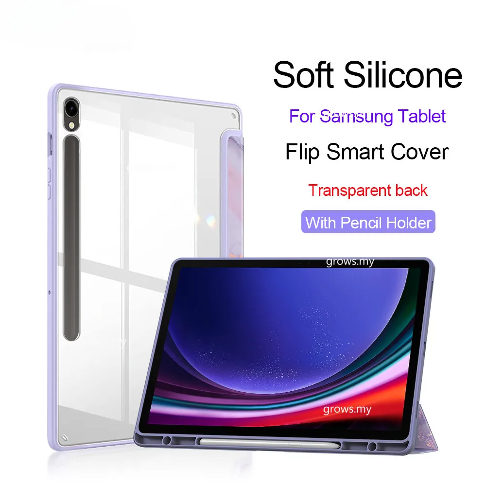 

For Samsung Galaxy Tab S9 FE Plus 10.9 12.4 2023 Smart Book Cover With Pen Holder For Galaxy Tab A9+ S7 S8 S9 Plus S7 FE A8 Case