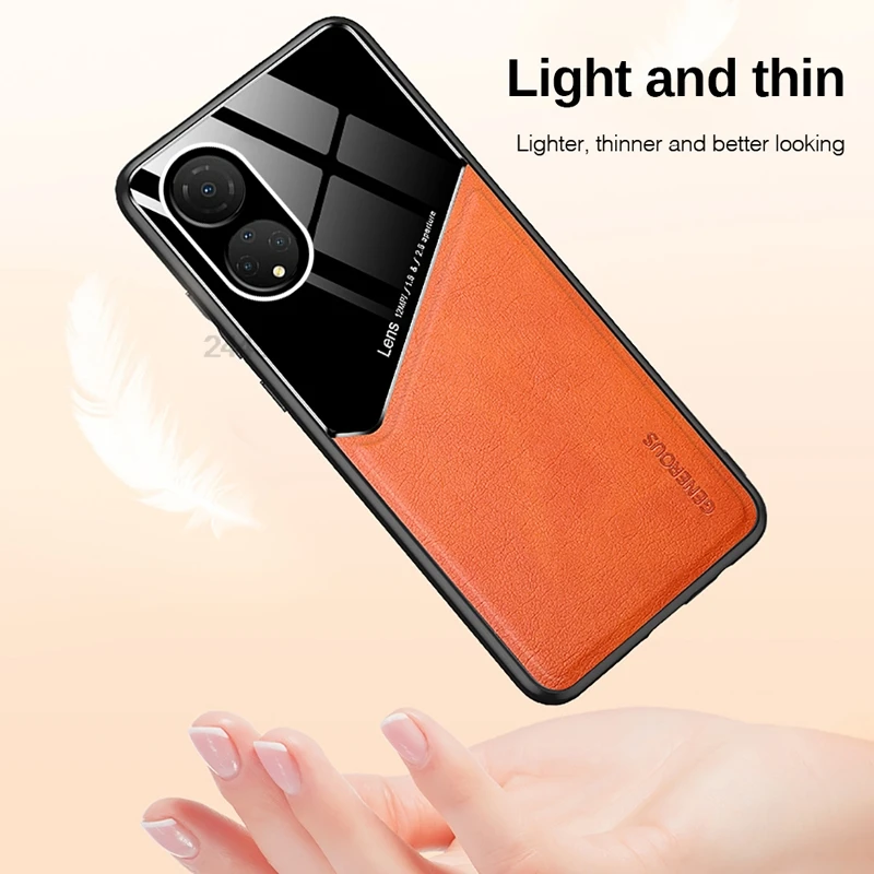 Premium Silicone PU Leather Magnetic Car Mount Phone Case