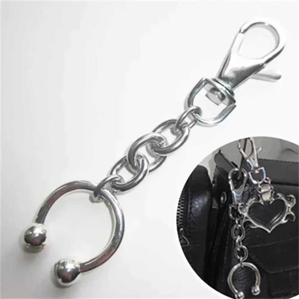 Silver Stainless Steel Horseshoe Clip Pendant Keychain