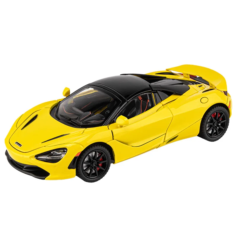 1:24 Scale Diecast Super Sport Car Mclaren 720S Metal Model With Light And Sound Pull Back Vehicle Supercar Alloy Toy Collection