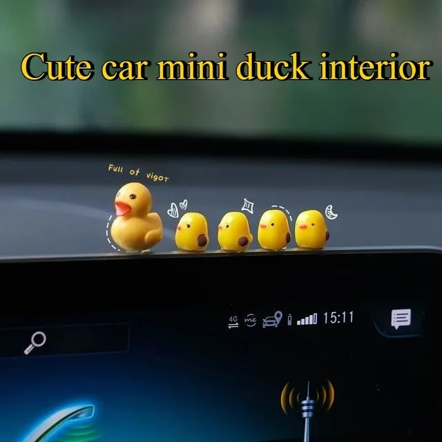 5pcs/set Cute Car Mini Duck Interior Decoration Car Mirror Dashboard Hanging Ornament for Men and Women Gift Auto Accessories 1
