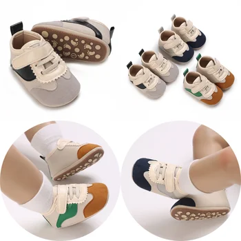 Fashion baby shoesRetro Leather Boy Girl Shoes Multicolor Toddler suola in gomma antiscivolo First Walkers mocassini neonato 1