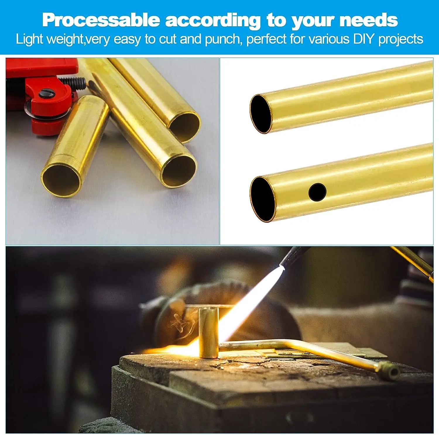 Brass Tube 1pcs 2 mm-20 mm OD Brass Round Tube 1.5 mm-18 ID Seamless Straight Pipe Tubing 500mm Length brass tube