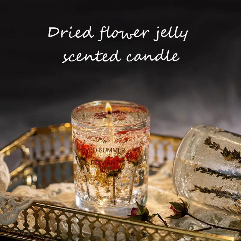 Dried Flower Scented Candle Essential Oil Incense Gift Box Floral Candle  Crystal Cup Bedroom Fragrance Decor Birthday Gift