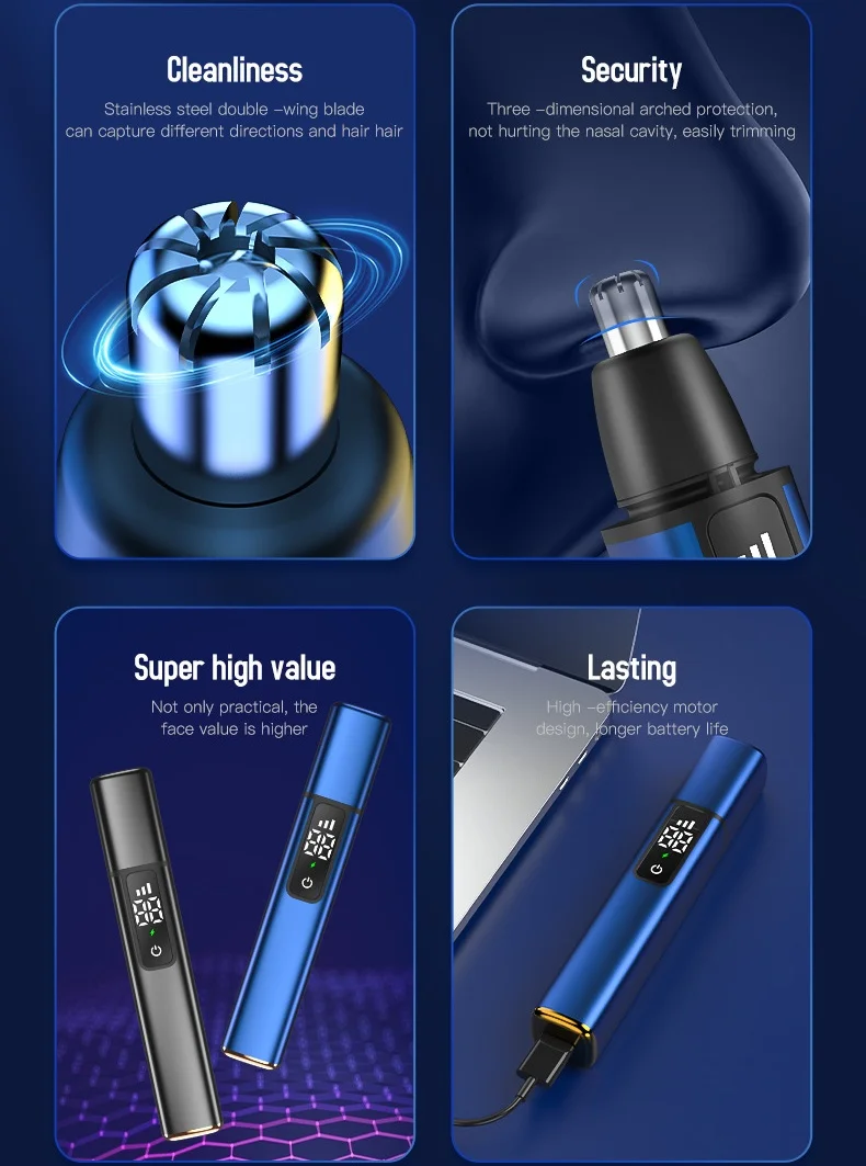 XIAOMI NEW Electric Nose Hair Trimmer Touch screen intelligent digital display 10000RPM Type-C fast charging Trimmer For Nose 2