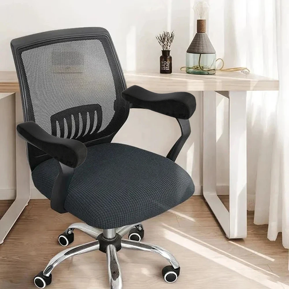 1/2 Pcs Office Chair Armrest Pads Memory Foam Pressure Relief Elbow Cushion Ergonomic Armrest Pad Universal Curved Armrest Cover 6