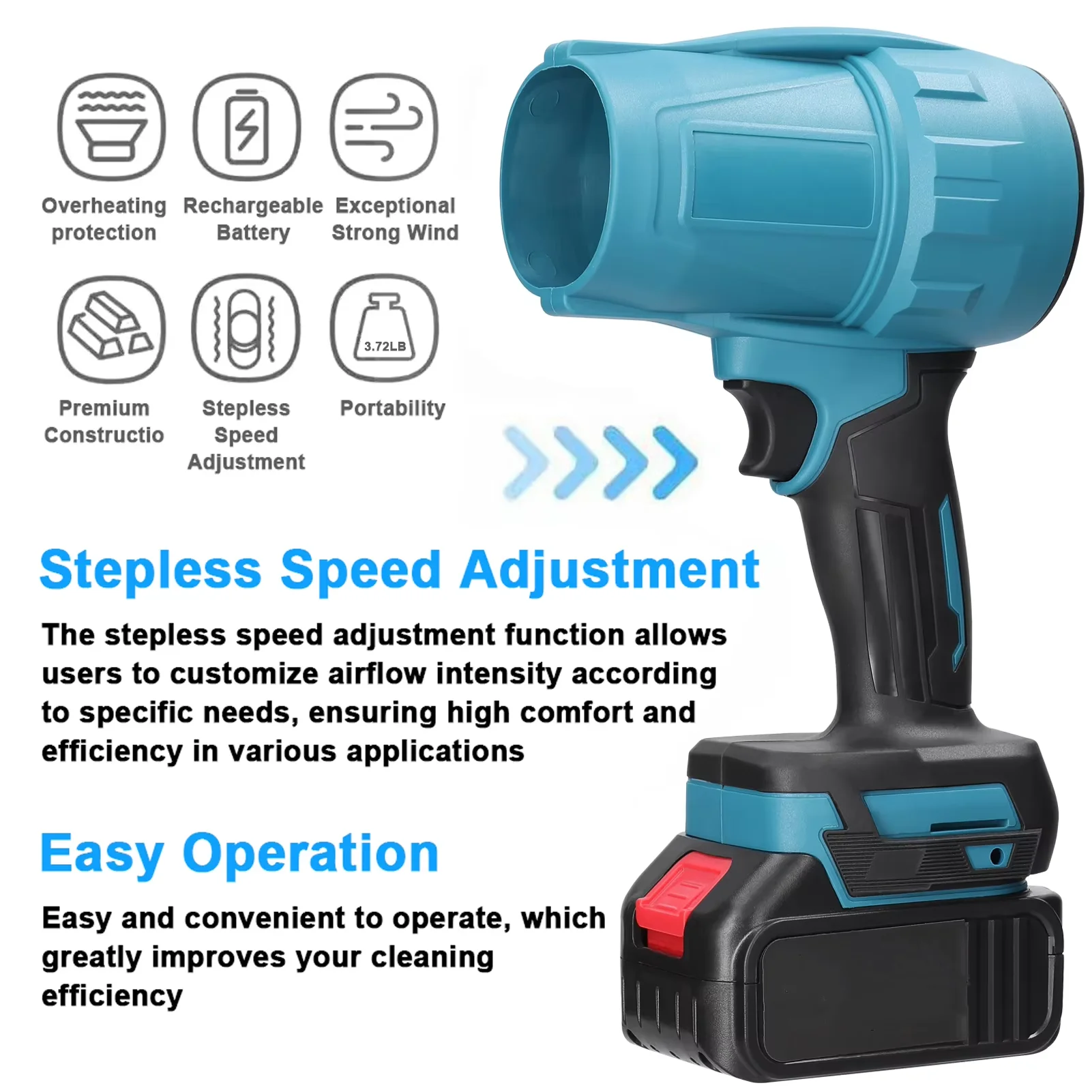 Jet Blower Portable Violent Turbo Fan Powerful Air Blower For Makita 18V Battery Wireless Handheld Fan Car Wash Air Gun Dryer 5