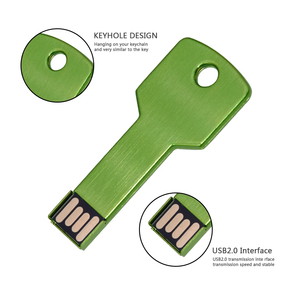 USB Flash Drive Custom logo USB Key shape Pendrive Metal Memory Stick 4GB 8GB 16GB 32GB 64GB