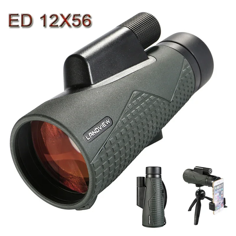 Мощный Монокуляр с карманным зрением дальнего действия, очки для масштабирования телескопа для охоты, кемпинга, туризма 12X56ED BKA4 FCM