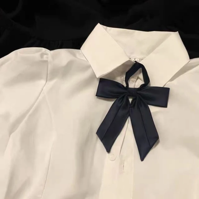 White Sweet Shirt Women Korean Fashion Preppy Style Jk Bandage Short Sleeve Shirt Ladies Summer Y2K Slim Elegant Bow Tops New - Image 6