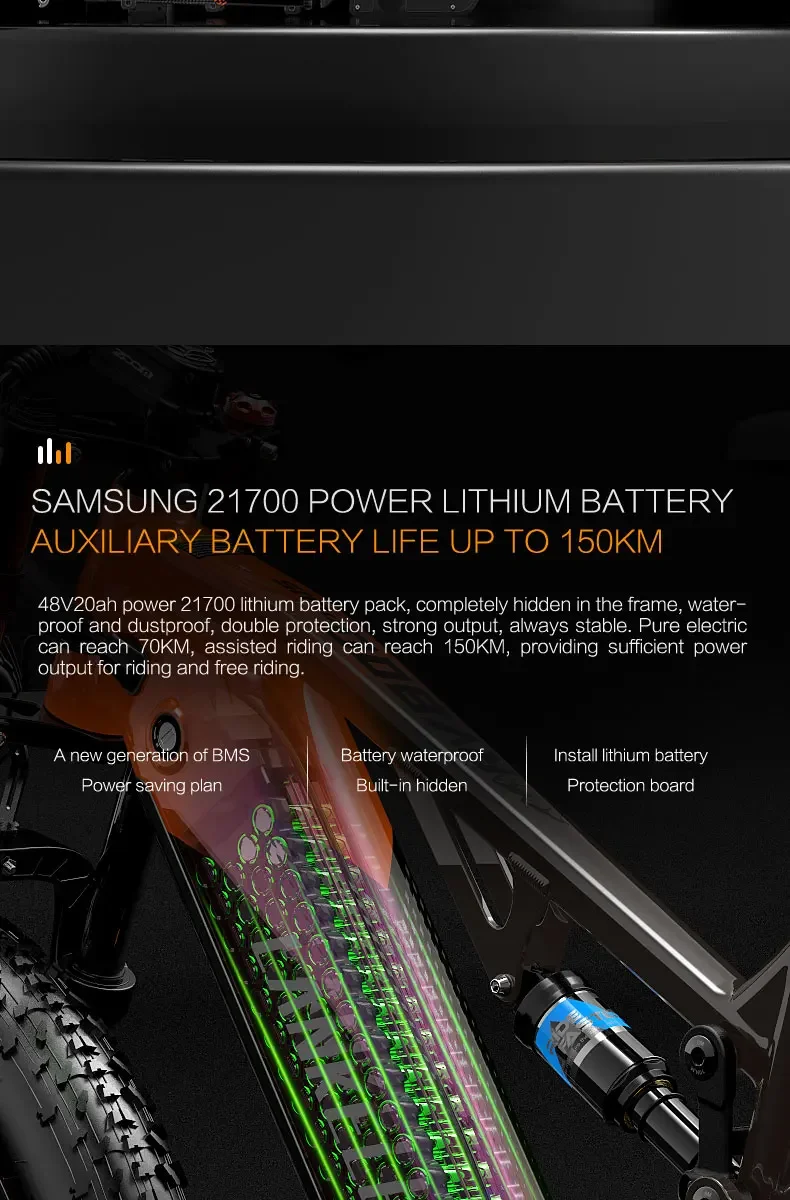 Electric Bike Electric Bicycle New LAFLY-X800 1500W 48V 20AH 26 Inch 4.0 Fat Tyre Off-road Electric Bike Men's Mountain Ebike Snowmobile Electric Bike