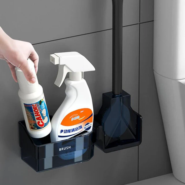 Lélegző Wc Kefe Víz Szivárgásbiztos Szilikon Lapos Fej Rugalmas Puha Sörték Gyors Szárító Tartóval - Image 3