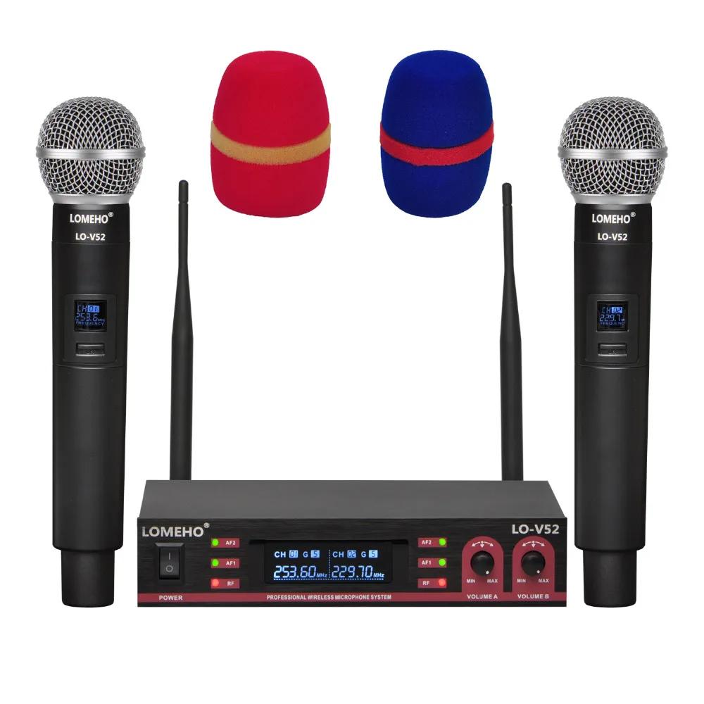 Lomeho 30M 2 Vie Vhf Cardioide Mic 2 Trasmettitore Portatile In Metallo Dynamic Karaoke Party Sing Dj Radio Microfono Wireless Lo-V52