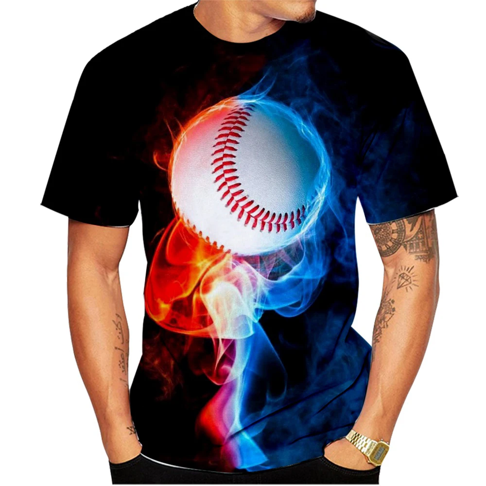 

Fashion Personality Baseball 3D Printed T-shirt Summer Casual Round Neck Short Sleeve Unisex Sports T-shirt