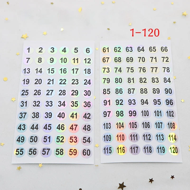 Number Sticker Laser Label For Nail Polish Color Gel Varnish 1-60/1-120/1-180 Marking Numbering Digital Label Manicure Tools