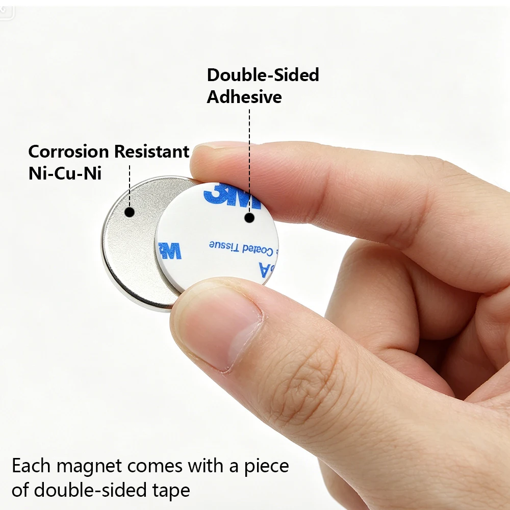 Ultra-Strong Neodymium Magnet with Adhesive Backing - Round N35 Permanent Magnet