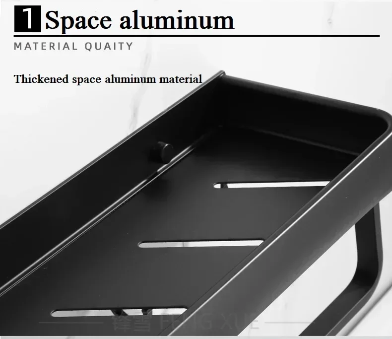 Description Picture 5 of itemBathroom Shelf No Drill Organizer Shower Storage Rack Black Corner Shelves Wall Mounted Aluminum Toilet Shampoo Holder