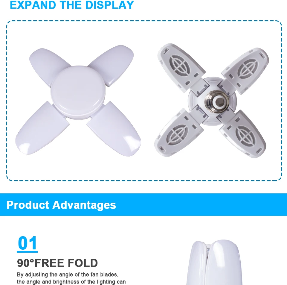 Description Picture 5 of item28W E27 LED Bulb Fan Blade Timing Lamp AC85-265V Foldable Led Light Bulb Lampada For Home Ceiling Light With Remote Controller