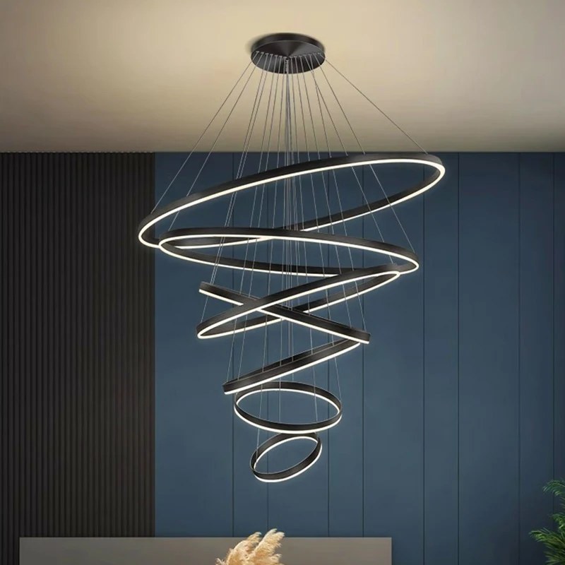 

Скандинавская домашняя декорация, Люстра для лестницы, подвесные светильники для гостиной, спальни и столовой, потолочное искусственное освещение, внутреннее освещение