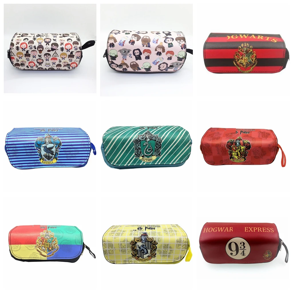 Bolsa de lápices de Harry Potter para niños y niñas, estuche escolar con doble cremallera, papelería, Anime, regalos de navidad| - AliExpress