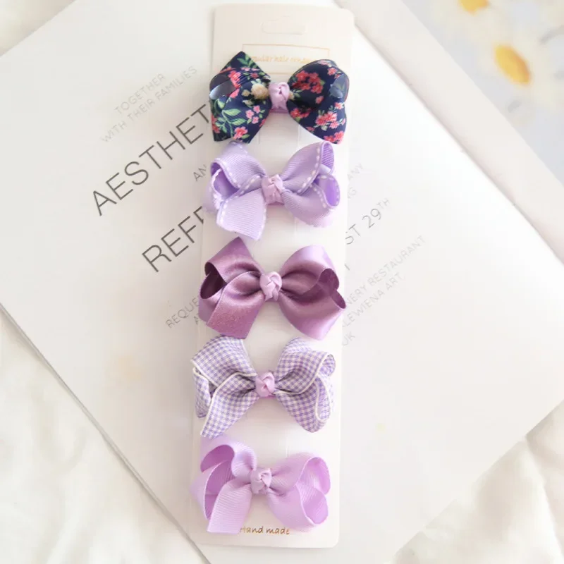 Bowknot Baby Girl Hairpins Cute Floral Plaid Dot Children Hair Clips Baby Hairpin Kids Barrettes Hair Accessories 5/10Pcs