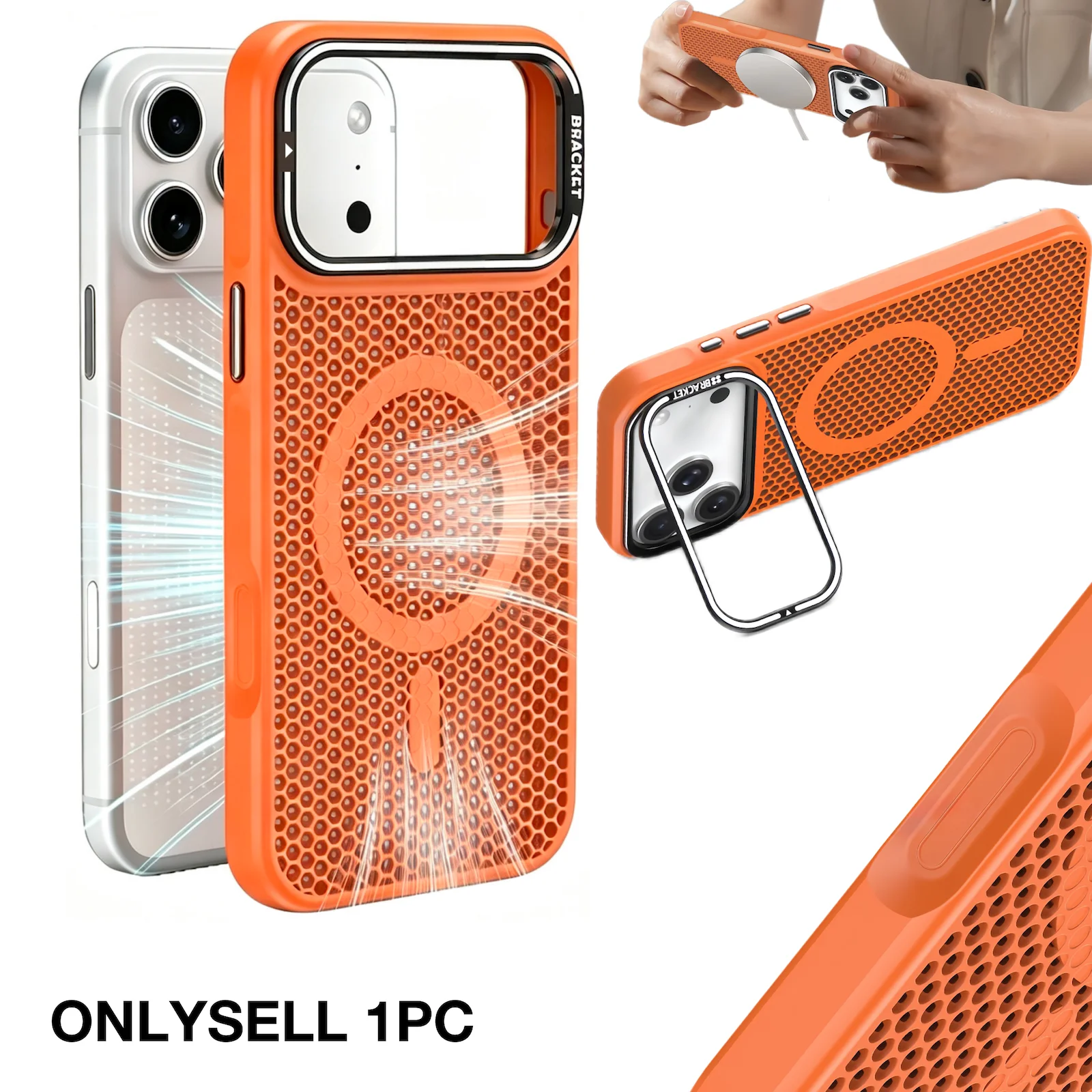 Honeycomb Silicone Protective Case with Magnetic Suction and Stand Function