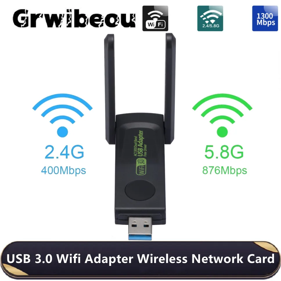 Adaptador de Placa de Rede Usb Wifi Dongle para Desktop Laptop Antena Wifi Ethernet 5g e 2.4g Dual Band Wifi5