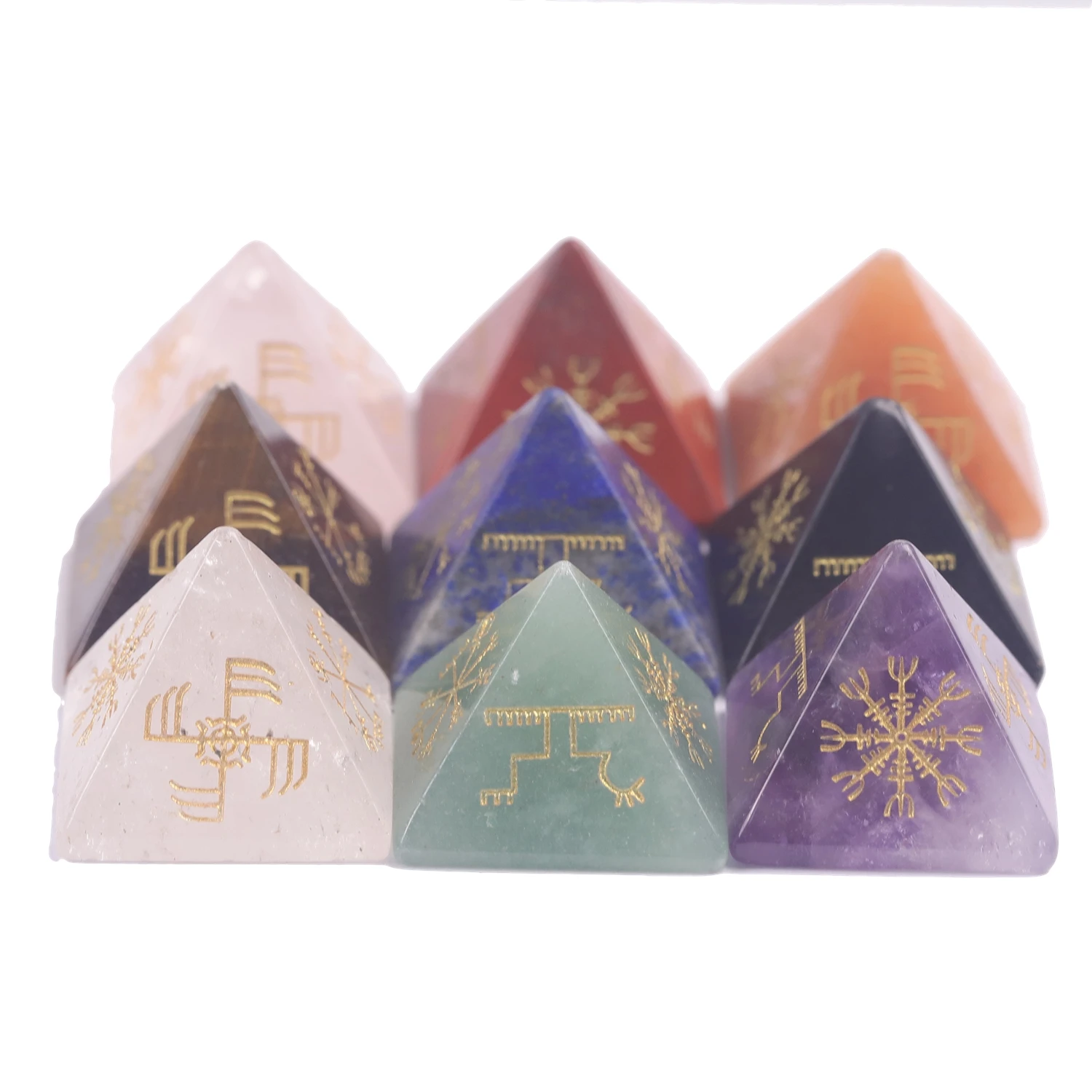 Hot Natural Crystal Quartz Stone Vegvisir Ginfaxi Aegishjalmur Gapaldur Ancient Nordic Compass Symbol Energy Tabletop Decoration